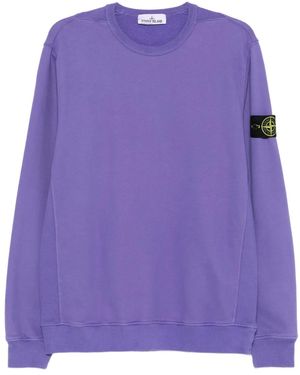 Stone Island Logo-Patch Crew-Neck Sweatshirt - Purple
