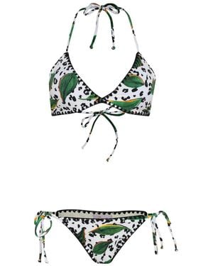 Brigitte Bardot Cheetah-Print Bikini Set - White