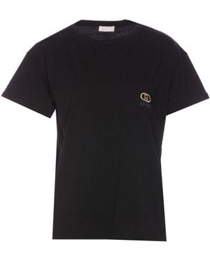 Liu Jo Logo-Embroidered T-Shirt - Black