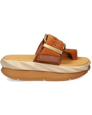 4Ccccees Mellow Glow Buckled Leather Sandals - Brown