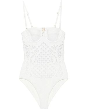 Zimmermann Indra Embroidered Swimsuit - White