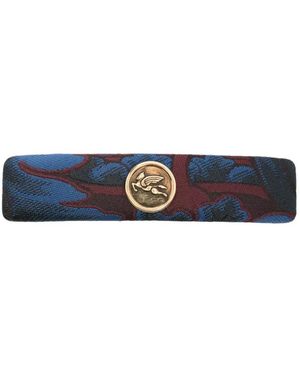 Etro Floral-Print Hair Clip - Blue