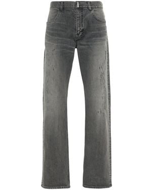 Givenchy Logo-Plaque Distressed Straight Jeans - Grey