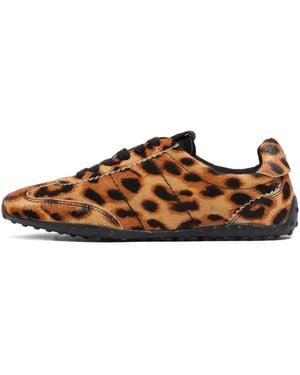 Bimba Y Lola Leopard-Print Lace-Up Trainers - Brown