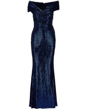 Talbot Runhof Tokara Off-Shoulder Maxi Dress - Blue