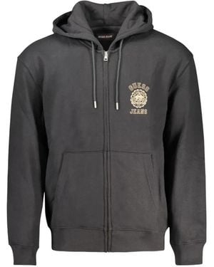 Guess Logo-Embroidered Zip-Up Hoodie - Grey