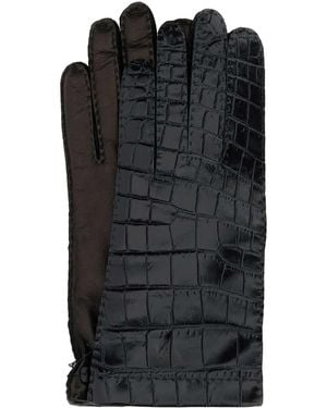 Miu Miu Crocodile-Embossed Gloves - Black