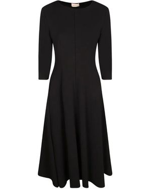 Blanca Vita Robe Mi-Longue Évasée À Manches Trois-Quarts - Black