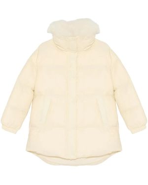 Yves Salomon Padded-Design Coat - Natural