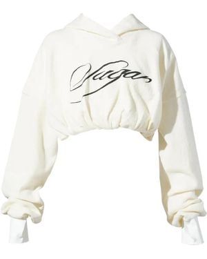 DIDU Cropped-Hoodie Mit Logo-Print - Weiß