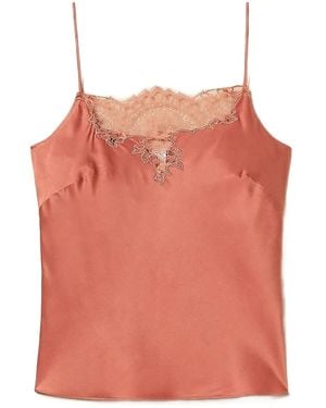 Twinset Lace-Trimmed Satin Top - Pink