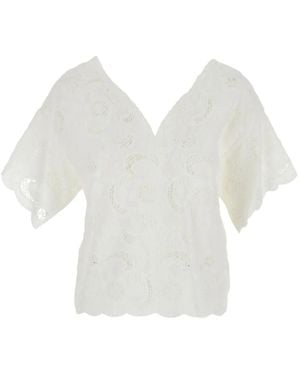 ..,merci V-Neck Floral Blouse - White