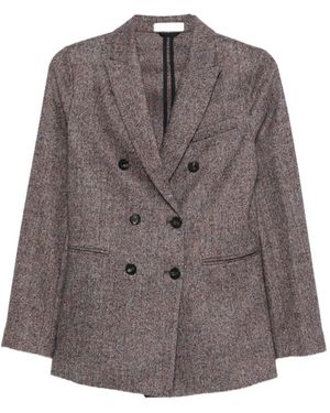 Circolo 1901 Double-Breasted Herringbone Blazer - Blue