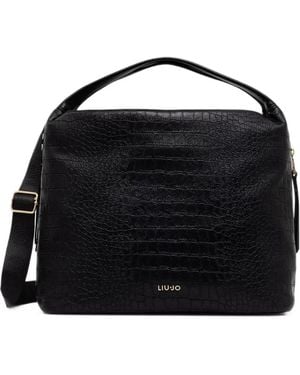 Liu Jo Large Croc-Effect Tote Bag - Black