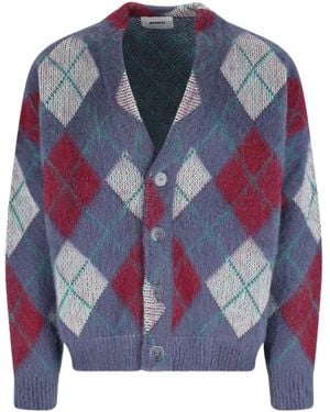 Bonsai Argyle-Knit Cardigan - Blue