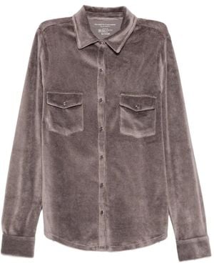 Majestic Filatures Velour-Effect Flap-Pocket Shirt - Brown