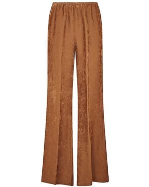 forte_forte Ribbed-Knit Velvet Trousers - Brown