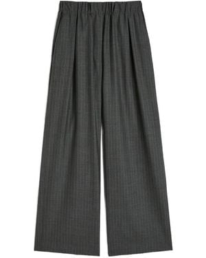 Jil Sander Pinstripe-Pattern Pleated Pants - Gray