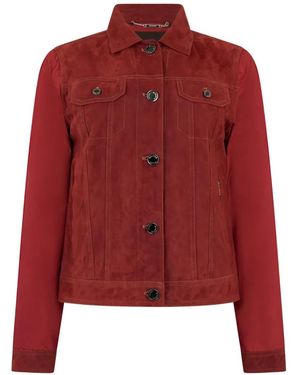 Moorer Button Suede Jacket - Red