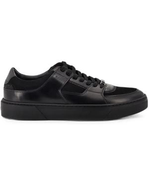 BOSS Rhinestone-Embellished Leather Sneakers - Black