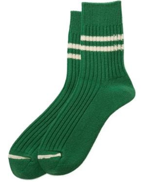 RoToTo Socken mit Streifen - Grün