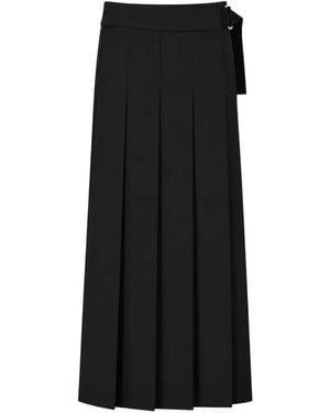 P.A.R.O.S.H. Belted Pleated Midi Skirt - Black