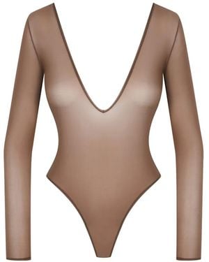 Maison Close Mono French Kiss Light Con Espalda Abierta - Marrón