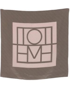 TOTEME Monogram-Print Silk Scarf - Brown