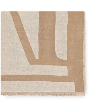 Marc O' Polo Logo-Print Frayed Scarf - Natural