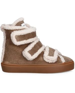 Inuikii Shearling-Trim Touch-Strap Trainers - Brown