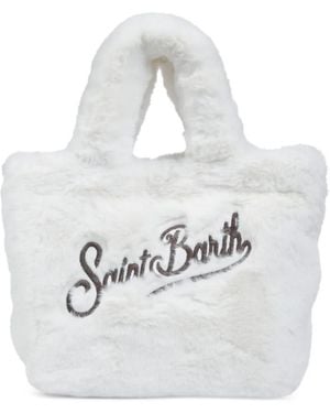 MC2 Saint Barth Mini Vanity Faux-Fur Tote Bag - White