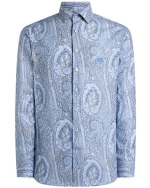 Etro Floral Paisley Cotton Shirt - Blue