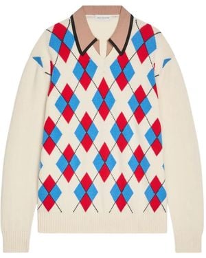 Dries Van Noten Argyle Collared Jumper - White