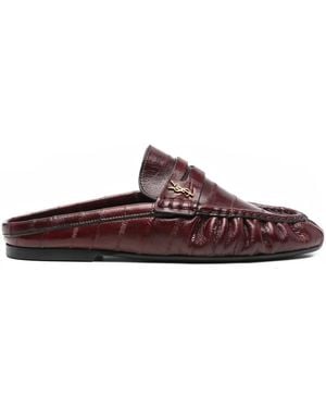 Saint Laurent Le Loafer Round-Toe Mules - Brown