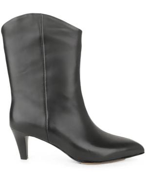 Linda Baumann Pointed-Toe Leather Boots - Grey