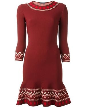 McQueen Patterned A-line Dress - Red