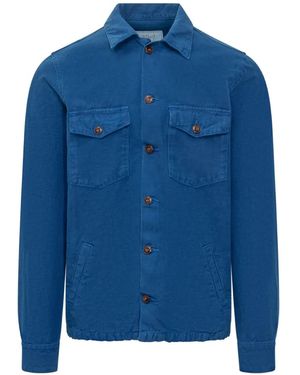 Bl'ker Buttoned Chest-Pocket Shirt Jacket - Blue