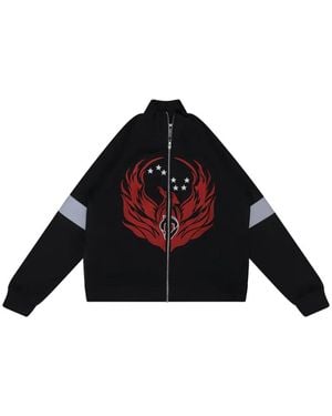 DENIM TEARS Graphic-Print Zip-Up Sweatshirt - Black