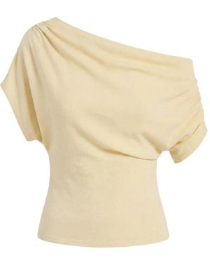 Reformation Iris Draped-Knit Top - Natural