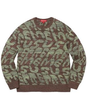 Supreme Jacquard-Logo Crew-Neck Sweater - Gray