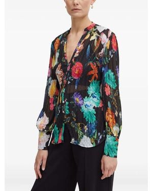 Guess Floral-Pattern Long-Sleeve Blouse - Black