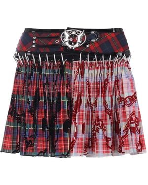 Chopova Lowena Rena Plaid Pleated Skirt - レッド
