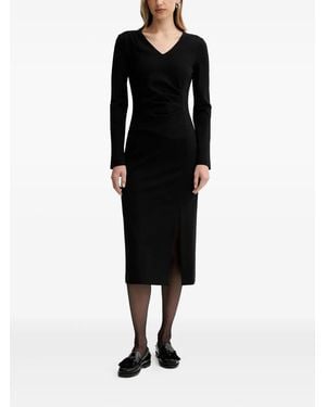 Liviana Conti Filippa V-neck Side-slit Midi Dress - Black