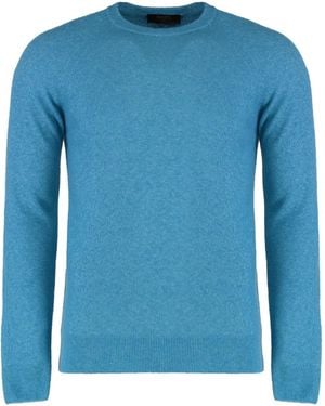Moorer Ribbed Crew-Neck Jumper - Blue