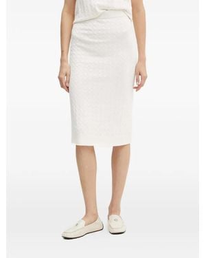 ARMANI EXCHANGE Textured Knit Midi Fitted Skirt - White