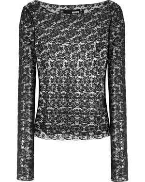 ROTATE BIRGER CHRISTENSEN Floral-Lace Top - Black