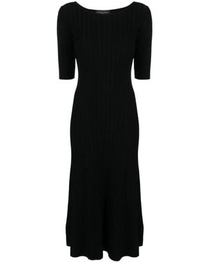 Roberto Collina Ribbed-Knit Midi Dress - Black