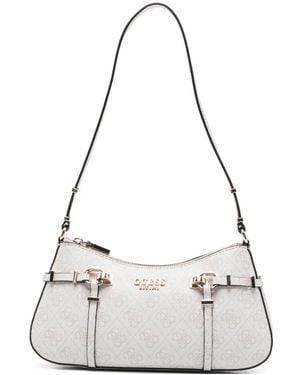Guess Monogram-Pattern Shoulder Bag - White