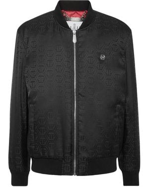 Philipp Plein Monogram Jacquard Bomber Jacket - Black