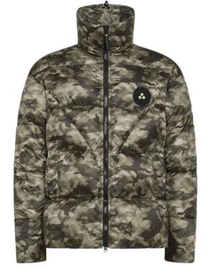 Peuterey Camouflage Puffer Jacket With High Collar - Green